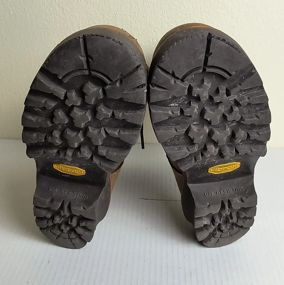 Carolina Birch 8.5 Brown High-Top Leather Combat Boots Durable Soles - Vibram